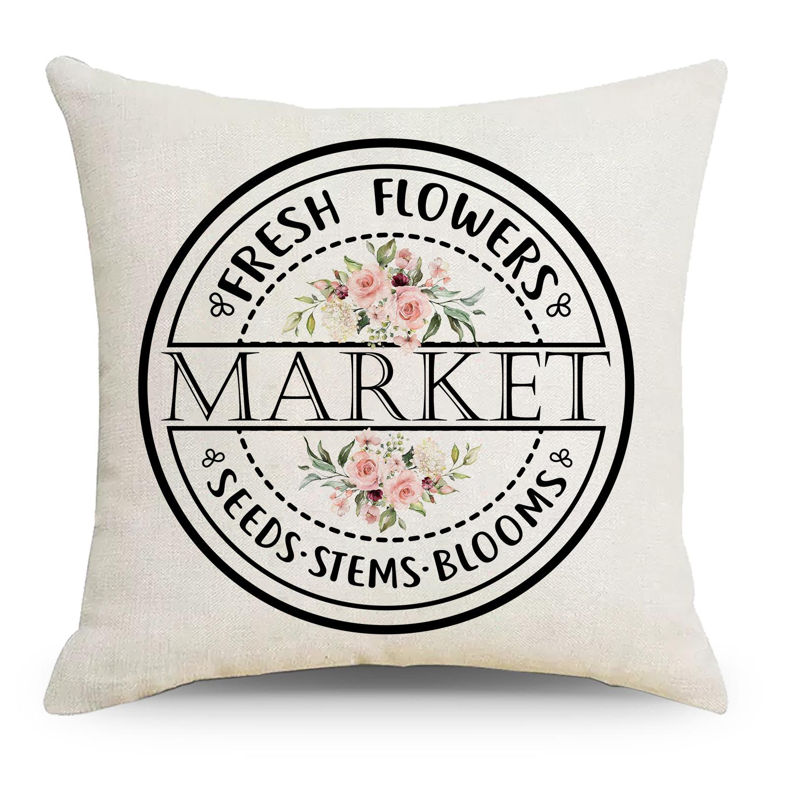 

Новая пасхальная льняная наволочка Весенние цветы Машина Дом Диван Наволочка 45 * 45Cm without pillow core