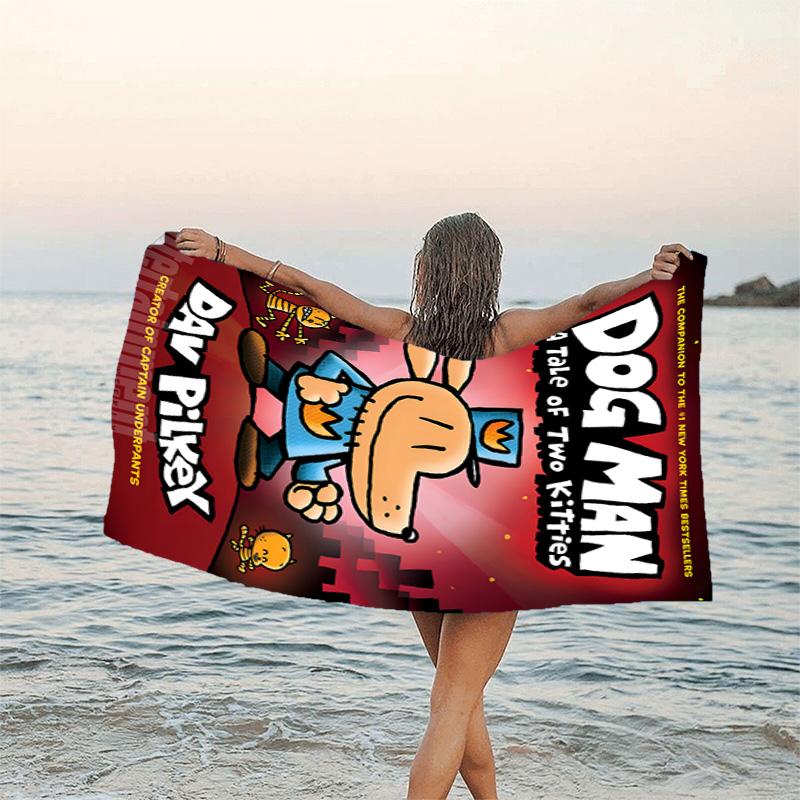 1pc DogMan2 Beach Towel, Beach and Seaside Swimming Pool Equipment, Fashion Pattern, Rectangular, Travel Essentials