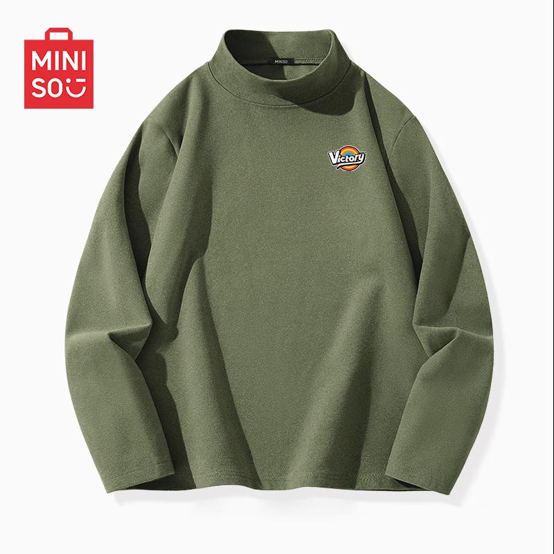 MINISO Men s Fleece-Lined Thermal Mock Neck T-Shirt L