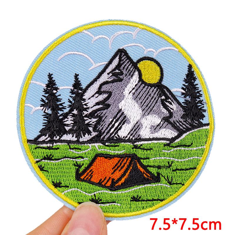 Abenteuer / Van Gogh Aufnäher Bergabenteuer Camping Gestickte Aufnäher Aufbügel-Aufnäher Für Kleidung Kamera Aufnäher Aufnähen Abzeichen DIY