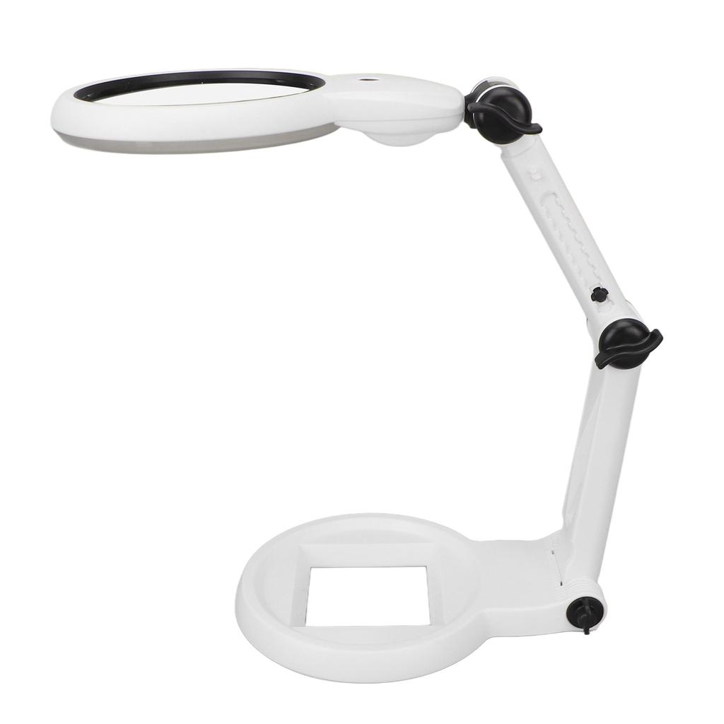 Desktop Magnifying Glass 120mm Adjustable 5H Hardness Foldable Soldering Magnifying Glass with 21 LEDs for Reading Embroidery