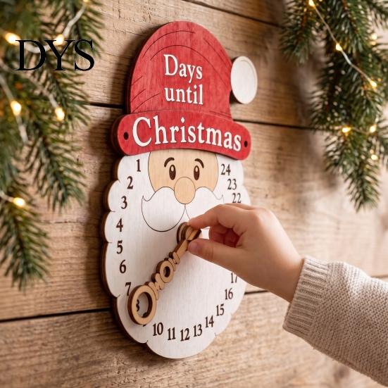 Christmas Party Supplies Advent Calendar Wooden Hanging Sign, 24 Days Welcome Sign with Rope, Countdown Plaque Santa Decorations For Living Room Cafe