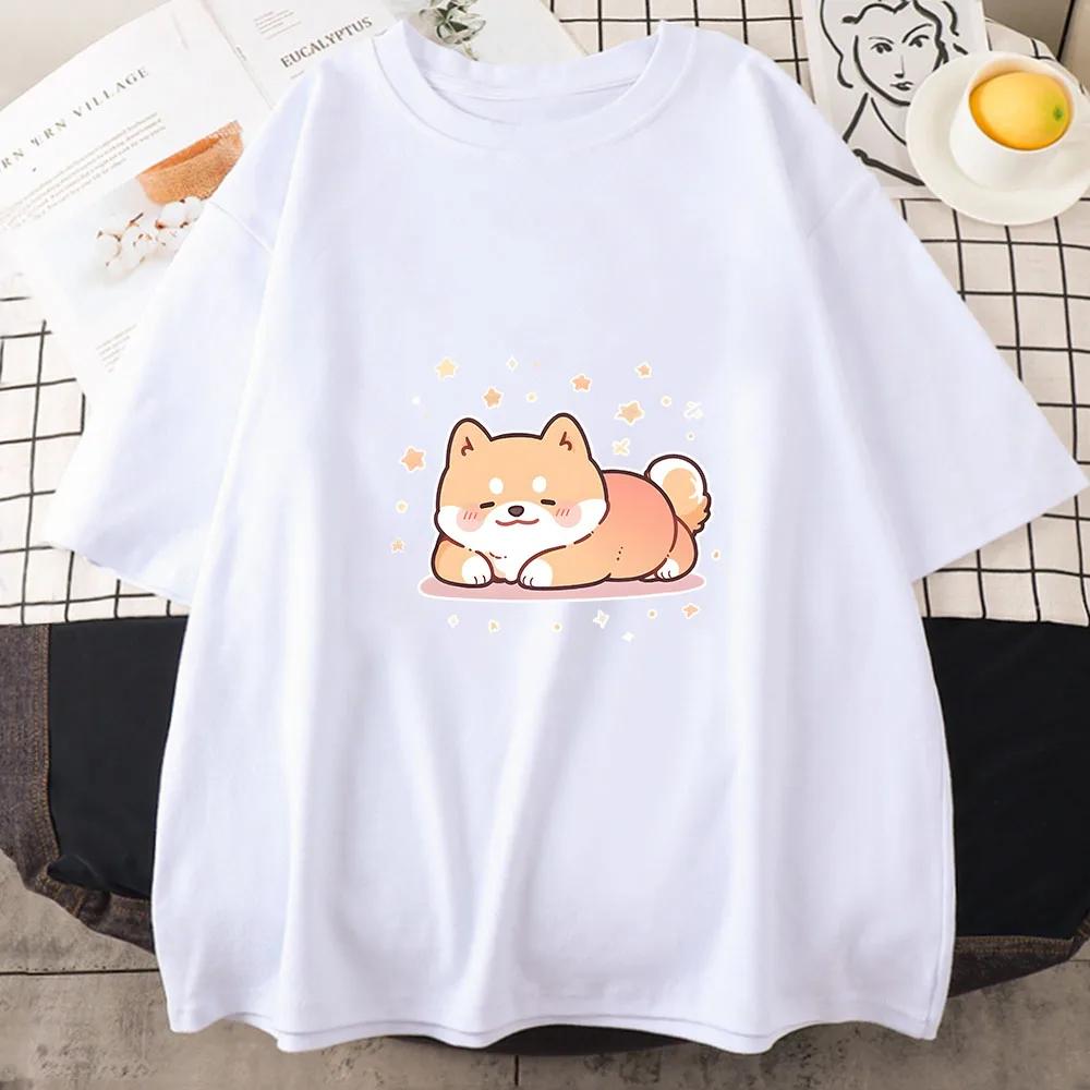 Shiba Inu Dog Print Summer UnisexWomen ONeck Tshirt Casual Short Sleeve Pullover Fashion Streetwear Clothes Novelty TShirt S