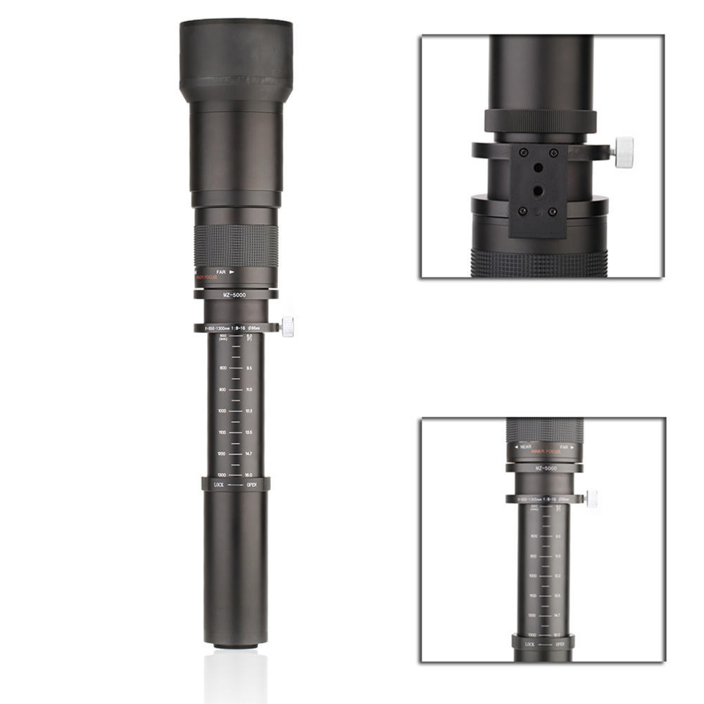 Kelda 6501300 mm F8.016 Ultra-Telezoomobjektiv mit TMount für Canon Nikon DSLR-Kamera