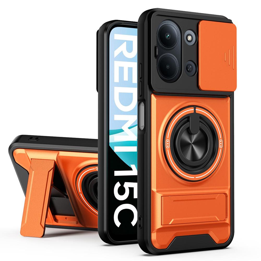 KEYSION Magnetic Phone Case for Redmi 15C 171mm 173mm Slide Camera Protection Upright Kickstand Shockproof Cover for POCO C85