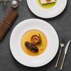 Pure White Wide Edge Striped Plate Ceramic Steak Plate Dessert Snack Plate Pasta Plates Molecular Cuisine Specialty Tableware