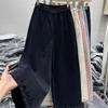 High Waist Korean Style Lace Trim Straight Leg Pants for Women - Summer Casual, Loose Fit, Versatile Cropped Design