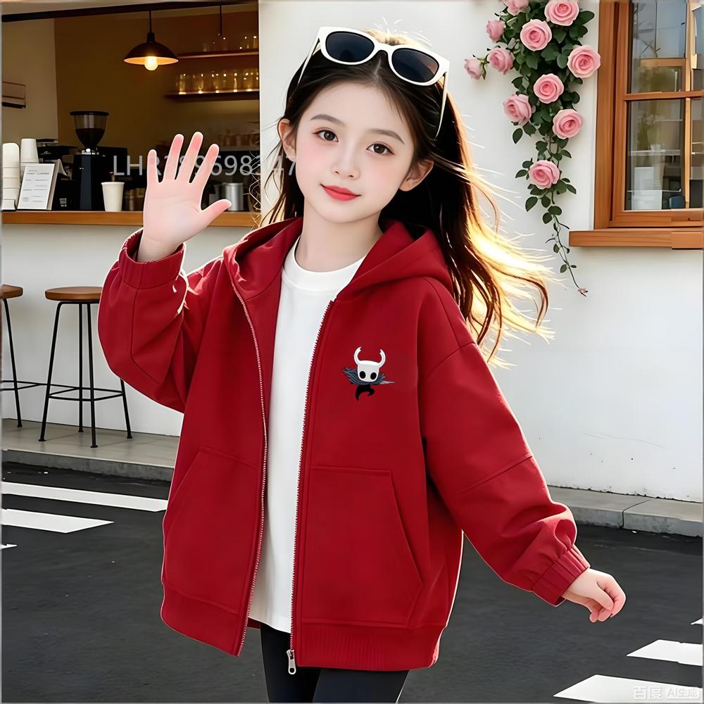 Children Hoodie Zip Up cardigan Game Hollow Knight Kid 3-12 Year Tops Print Pattern Girl Pink Boy Black Coat Autumn Hoodies