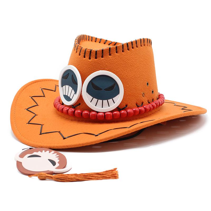 One Piece Fire Fist Aston Western Cowboy Hat Stage Performance Props Casual Sun Hat Beach Hat Men