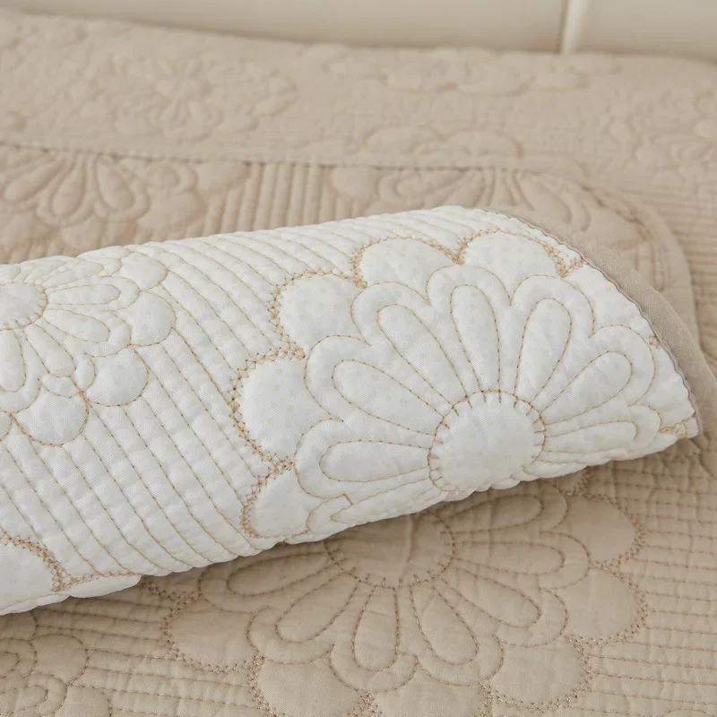 Sofa Cushion Four Seasons Universal Cushion Cotton Embroidered Flower Cover Pure Cotton Fabric Sofa Towel Simple Modern