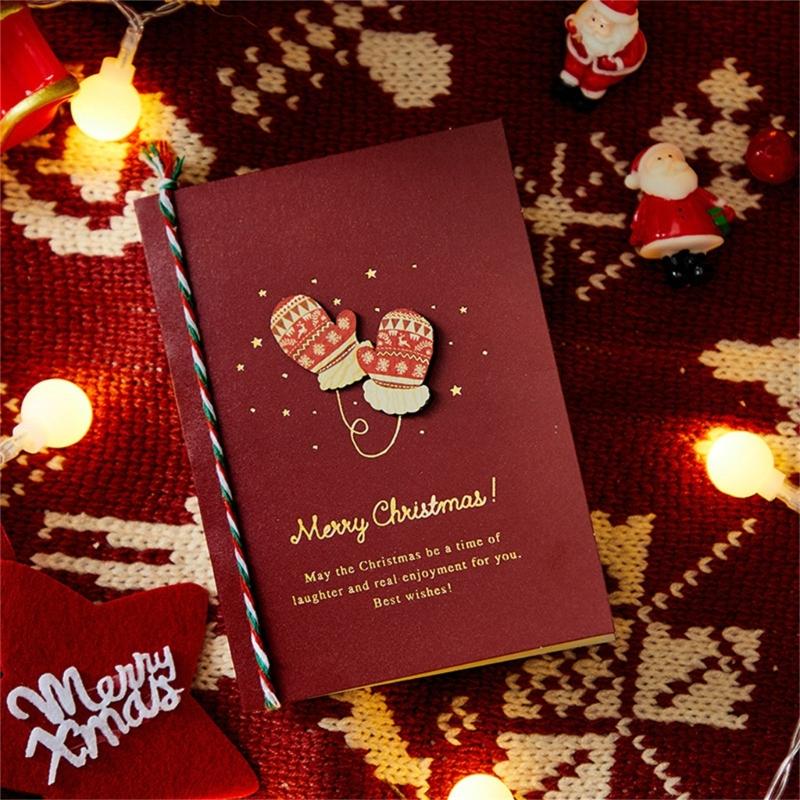5pcs Creative Merry Christmas Greeting Cards Kid Cartoon Blessing Christmas Card New Year Postcard Gift Christmas Decor