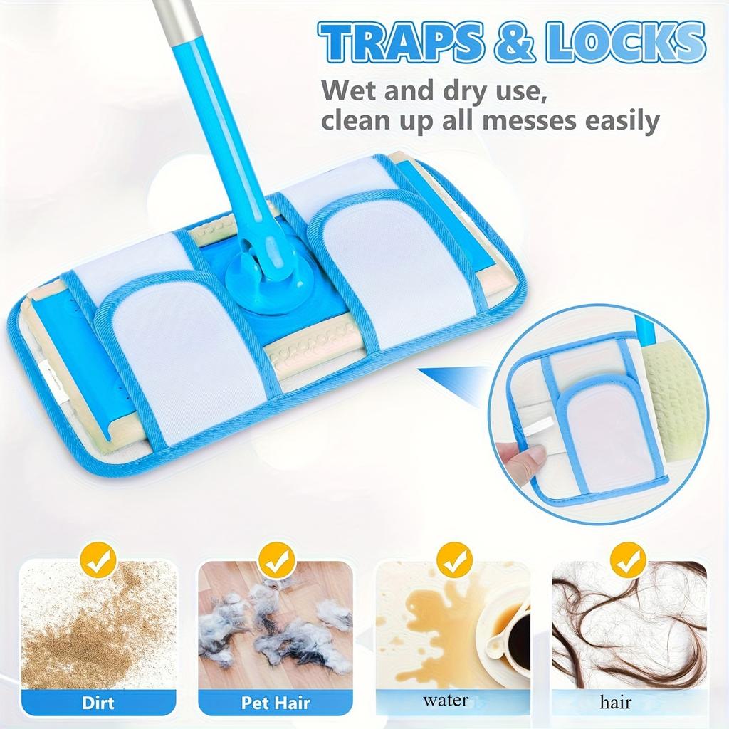 3PCS Mop Pad for Swiffer Sweeper Microfiber Floor Washable Reusable Mop Cloths Wet and Dry Flip Mop Cleaning Tools