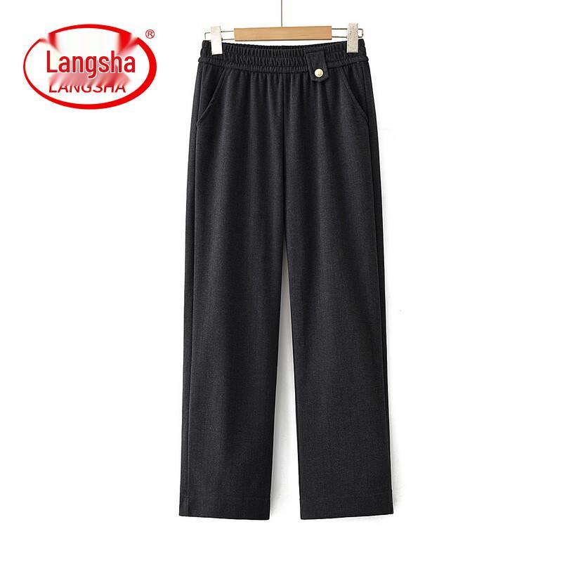 LangSha Women s Casual Straight-Leg Elastic Waist Pants 2XL