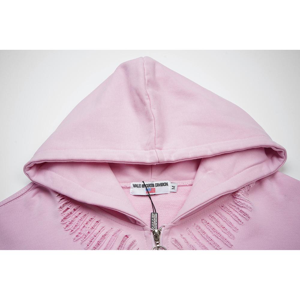 V125 Vale DREAM VALLEY Zip Up Hoodie Hot Stamping Pink Cardigan Sweatshirt