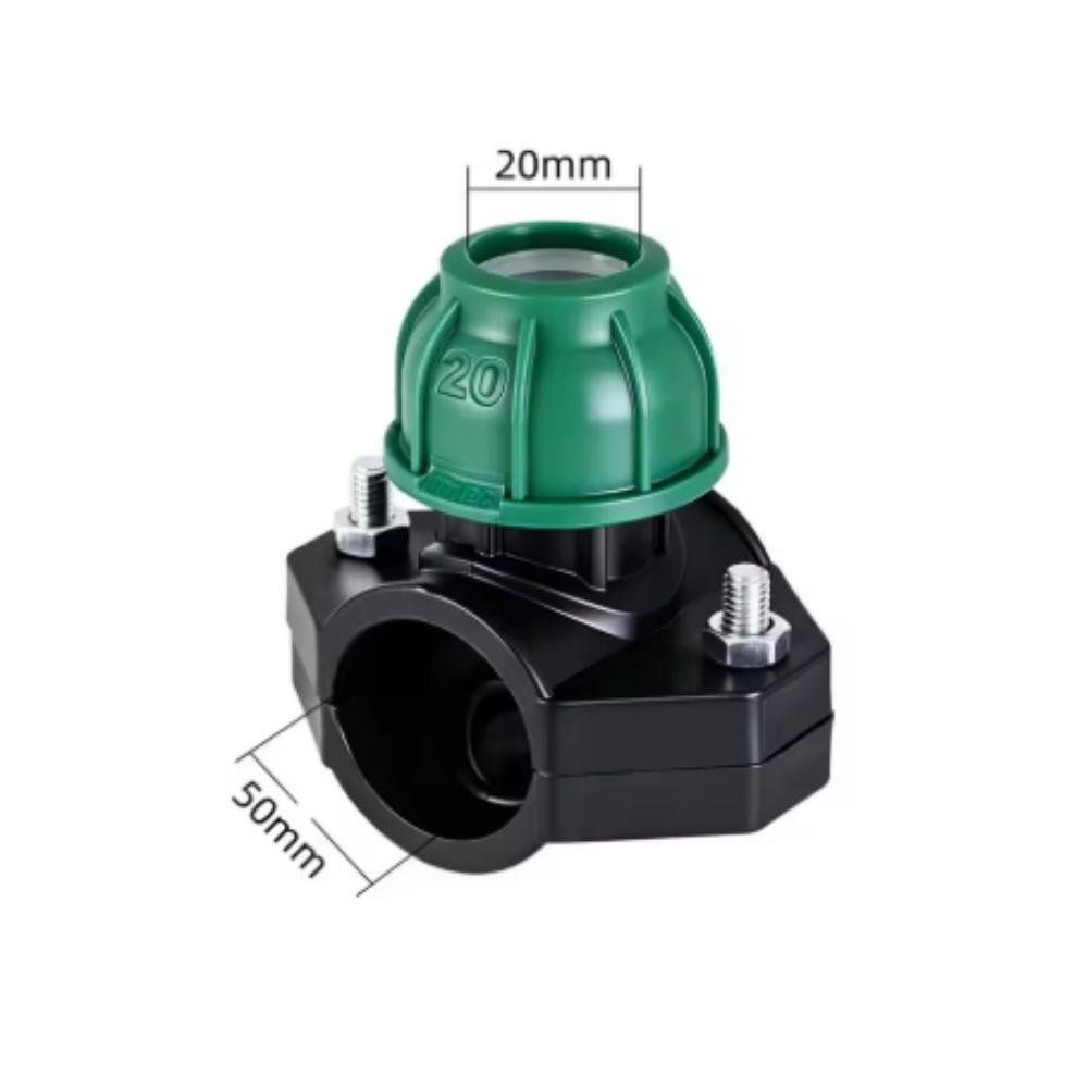 PVC/PP Saddle Clamp 20/25/32/40/50/63/75mm Garden Agricultural Irrigation Pipe PE Quick Connector 3-way Lock Nut Plastic Reducer