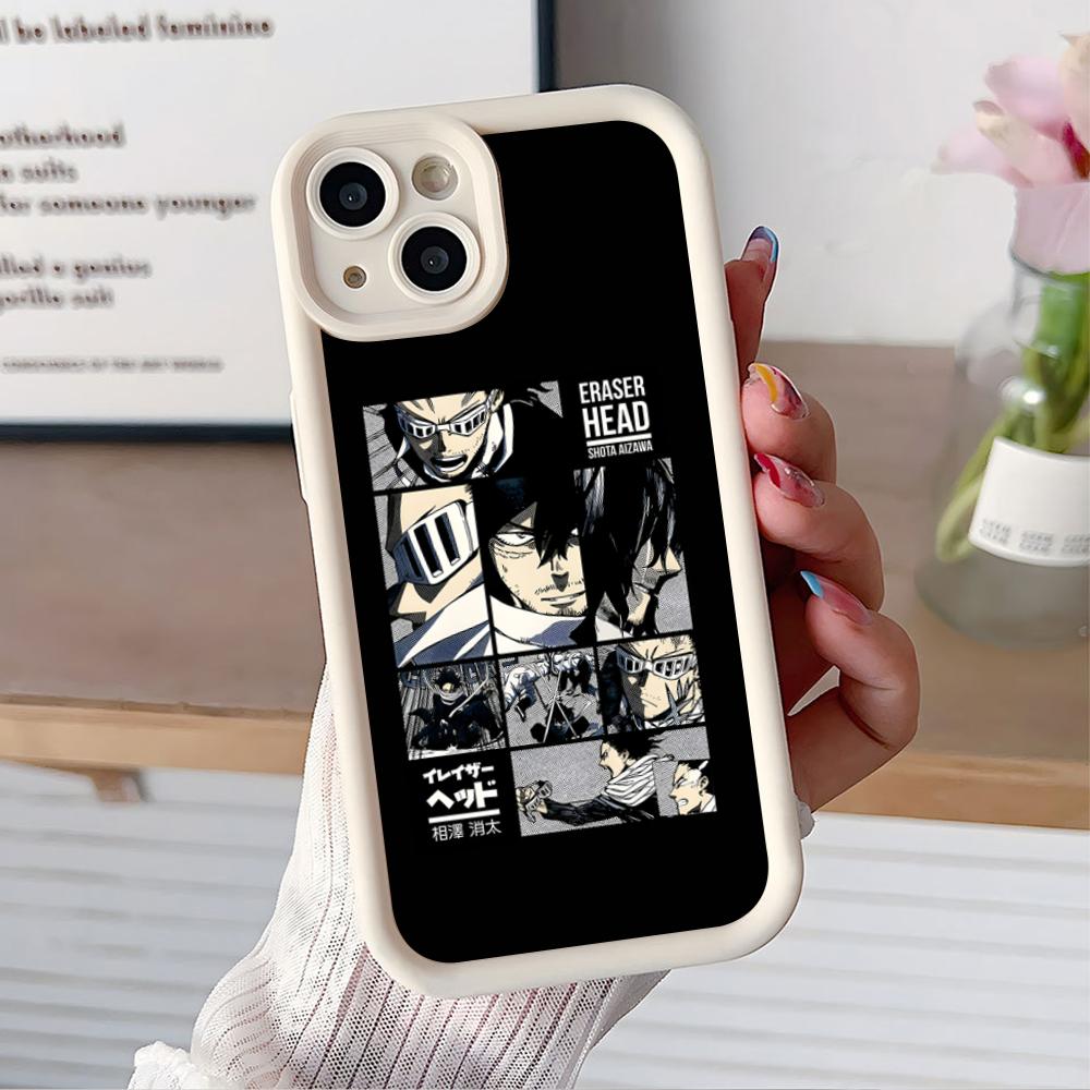 MHA Aizawa Shota Mobile Phone Case for iPhone 17 16 15 14 13 12 11 Air Pro Max Plus Thicken TPU Colorful Cover Smartphone Luxury