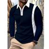 Jarní Pánské oblečení Kontrastní barva Móda Polokošile Dlouhý rukáv Topy s límečkem Měkké Prodyšné Ležérní Pulovr na zip