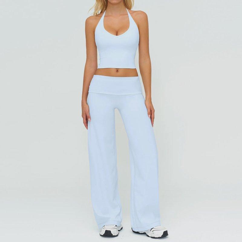 Women's Tracksuit Fitness Suit Two Piece Yoga Sets Women Sportswear Workout Sports Bra High Waist Flared Pant Gym Clothing