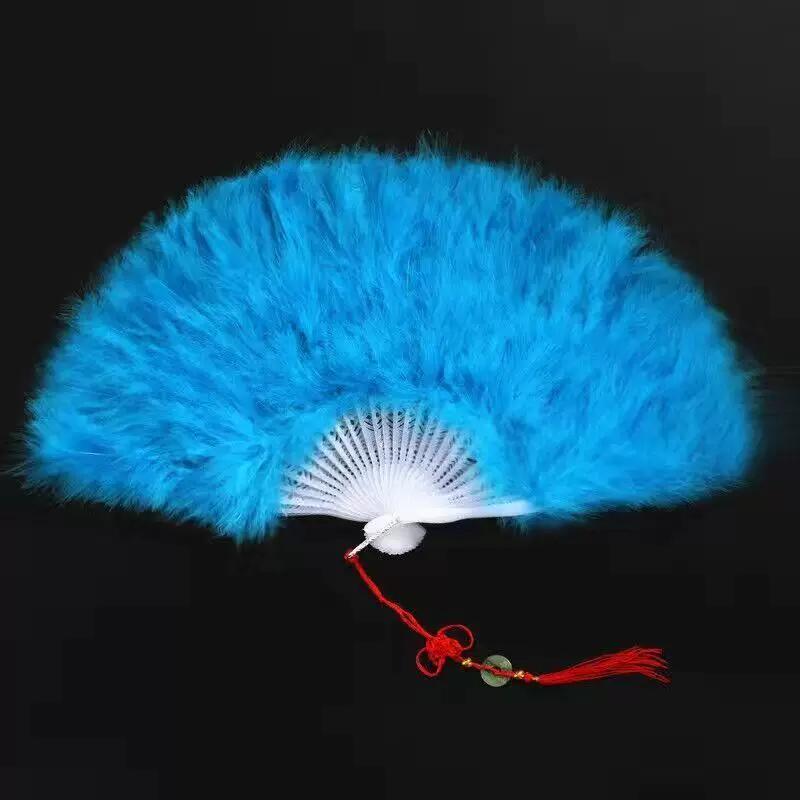 New Style Feather Fan Folding Fan for Qipao Performance Dance, Ancient Style Hanfu Women's Fan Dance