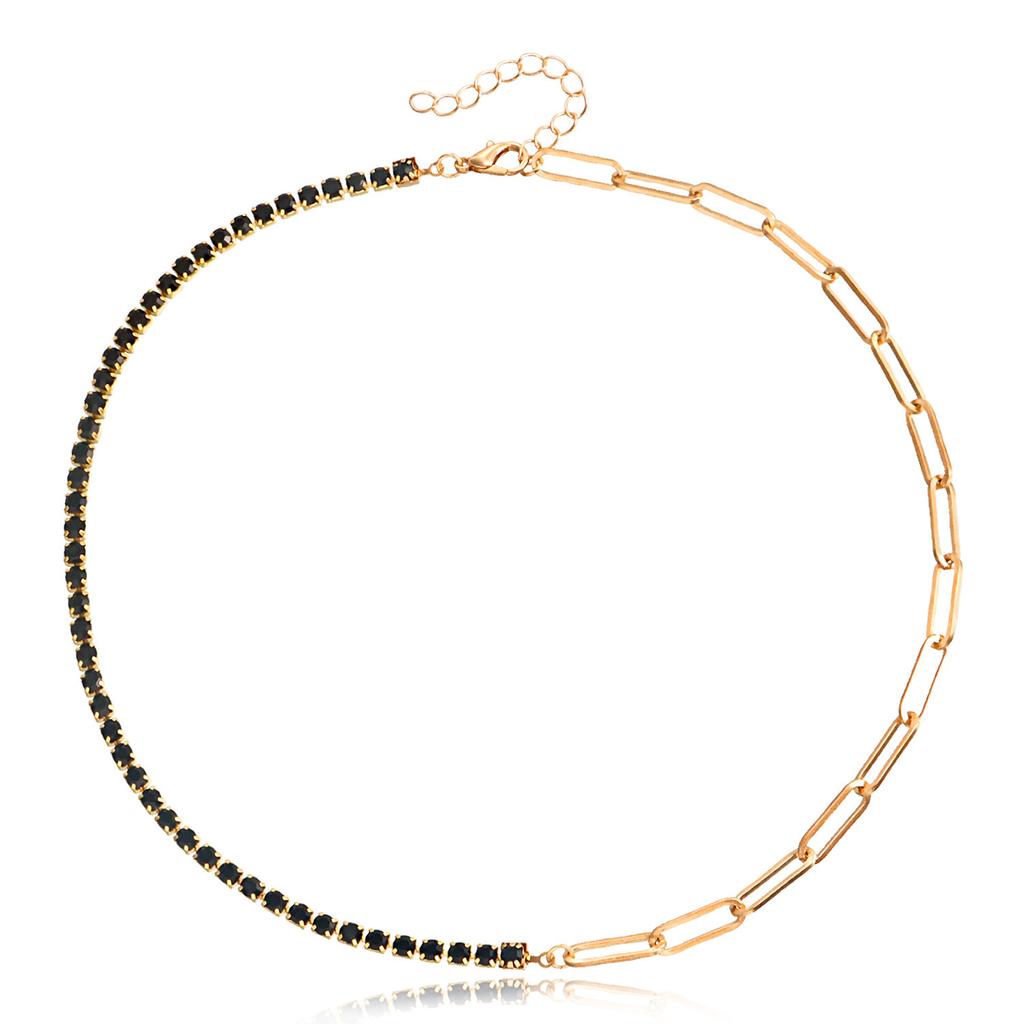Řetěz s drápkem mikro-inlay barevným diamantovým náhrdelníkem šperky dámský univerzální ins niche designový pocit Spice girl náhrdelník