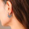 18k Gold PVD Titanium Leaf Patchwork Heart Stud Earrings