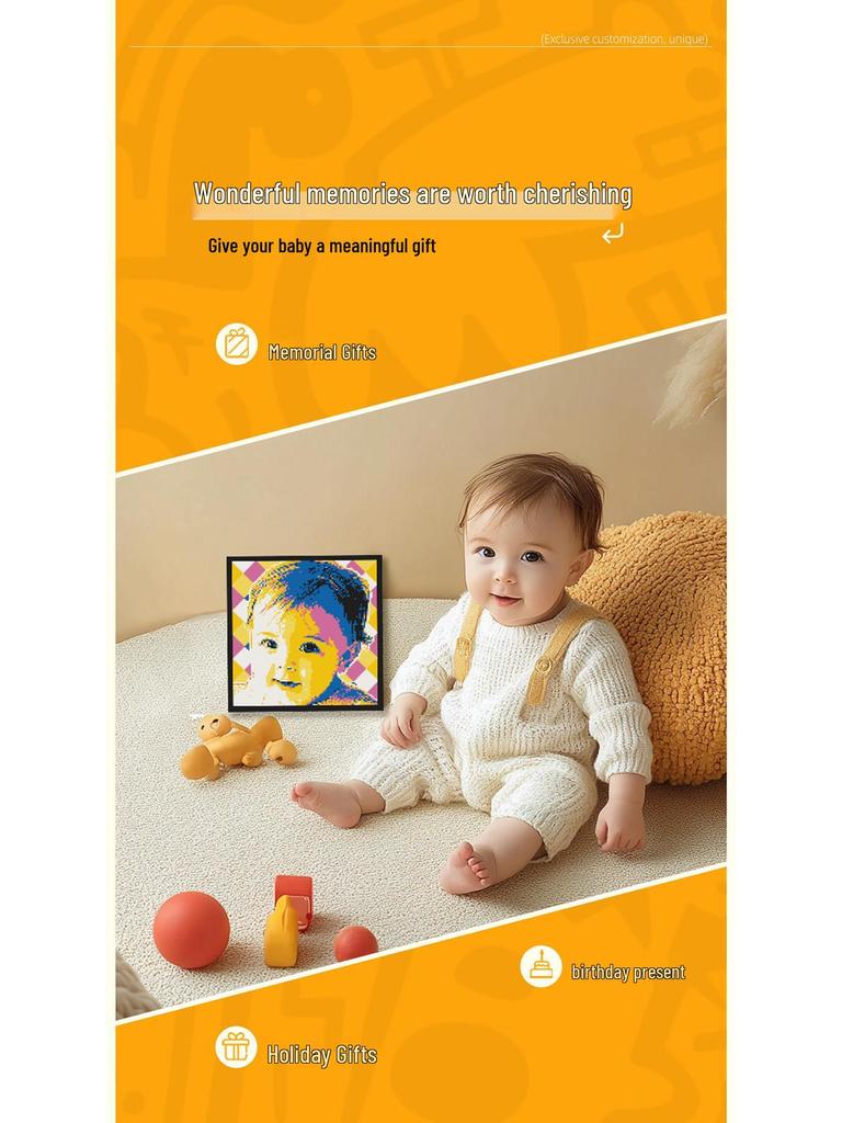 Creative Pixel Art DIY LEGO-Compatible Mosaic Photo Frame Gift for Friends - MOC Portrait Building Blocks