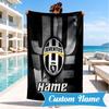 Custom Name Beach Towel Juventus Emblem Microfiber Beach Towel, Lightweight for Summer Travel, Swimming Pool Fan Birthday Gift