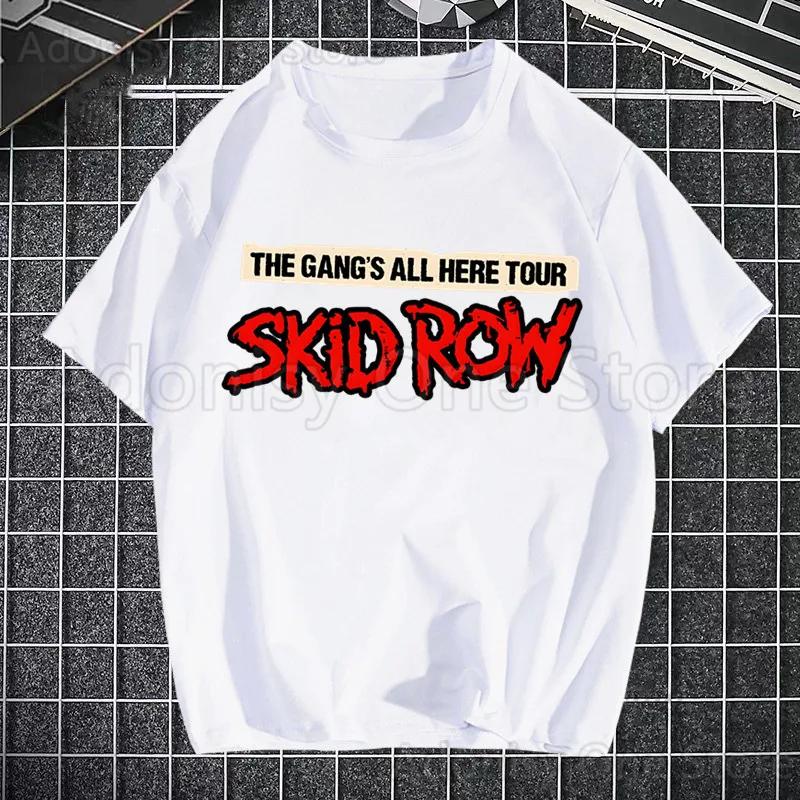 Skid Row Tryckt T-shirt Herr Retro Tvättade Toppar T-shirts Harajuku T-shirt Streetwear Hip Hop Herr T-shirts