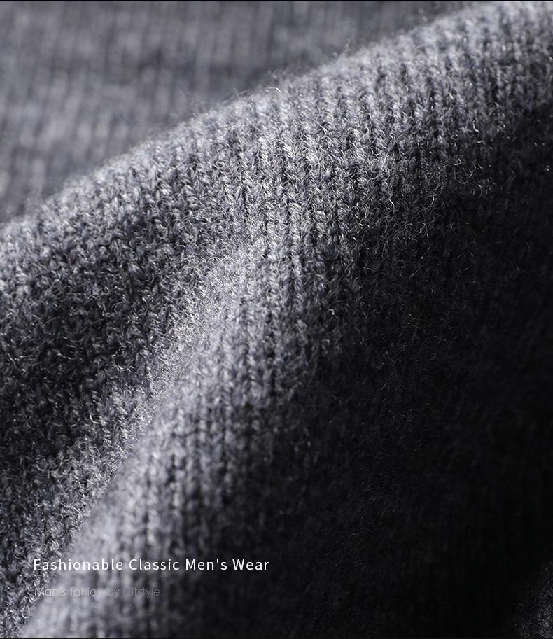 Herren Kaschmir Pullover mit halbem Reißverschluss, dicke Wolle, Langarm, Winter Baselayer