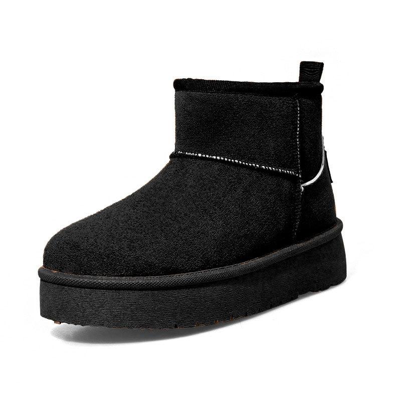 

Женские классические зимние ботинки на платформе, зимние теплые нескользящие полусапожки с подкладкой из искусственного меха для женщин, удобные короткие ботинки с подкладкой из искусственной замши и флиса 41 чёрный