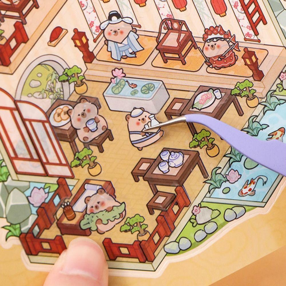 20Pcs/Book Capybara Miniature Scene 3D Stickers DIY Notebook Sticker Children Gift