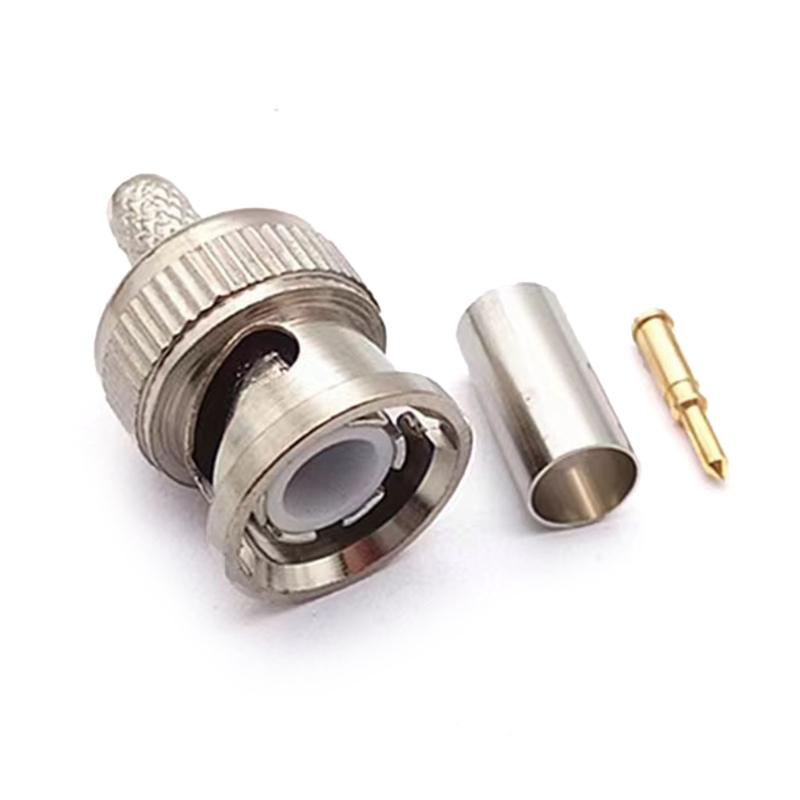 5 Pack/10 Pack BNC Male Crimp Connector 50Ohm Connector for RG58 RG59 Low Loss Coax Cable BNC Type Solder Converter