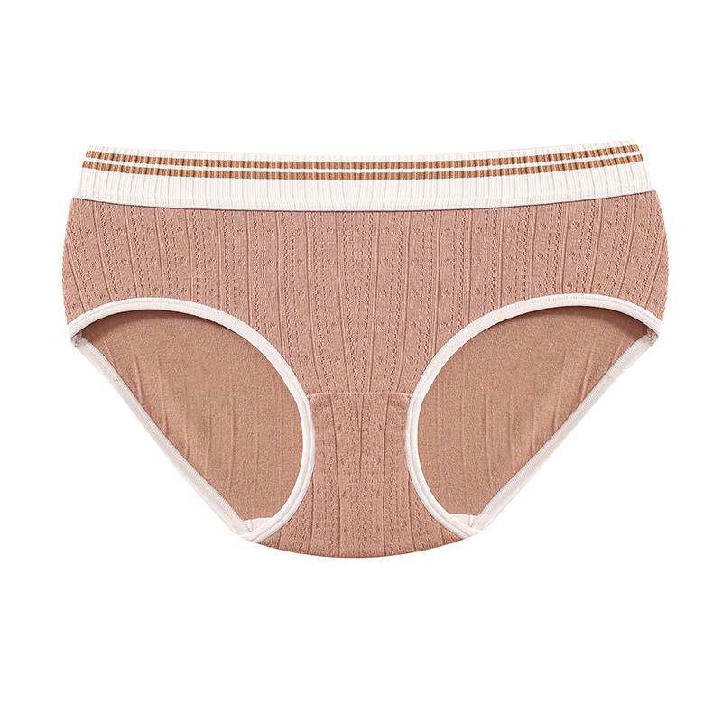CINOON Women's Maillard Color Mid-Rise Panties Cotton Contrast Color Comfort Panties Trendy Stylish Body-Hugging Underwear