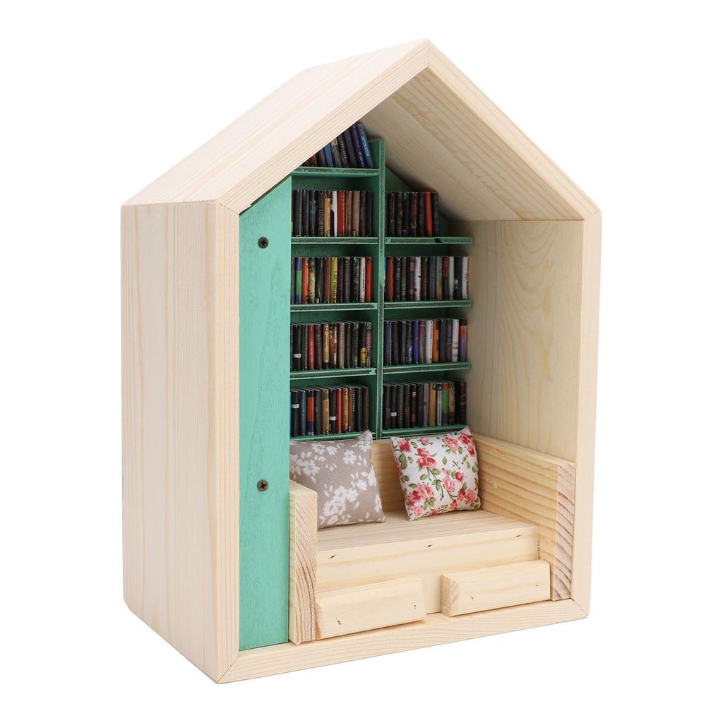 Bookshelf Mini House Kit Wooden Decorative Exquisite Cute Long Life Tiny House Kit for Bedroom Study