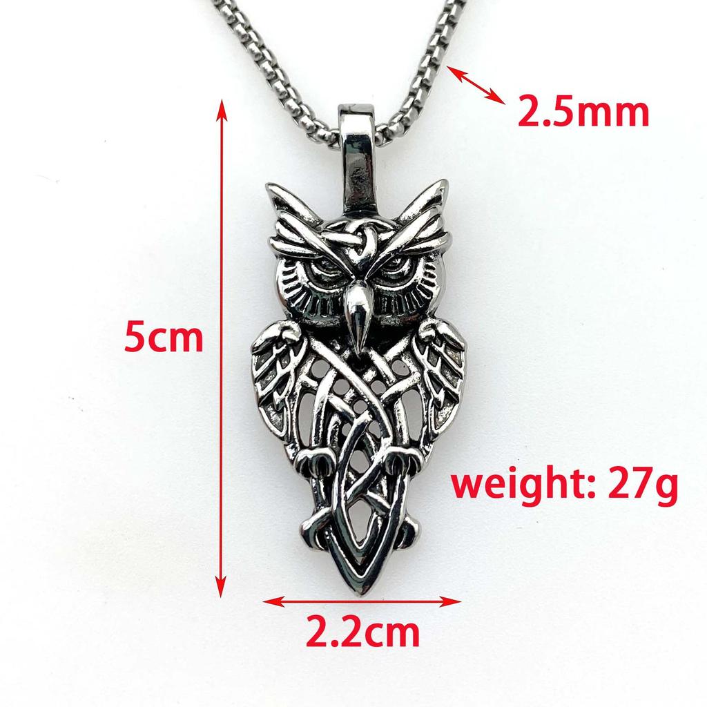 Nerezová ocel Šperky Pro Muže A Ženy Vintage Sova Slitina Přívěsek Titanová Ocel Náhrdelník Svetrový Řetízek