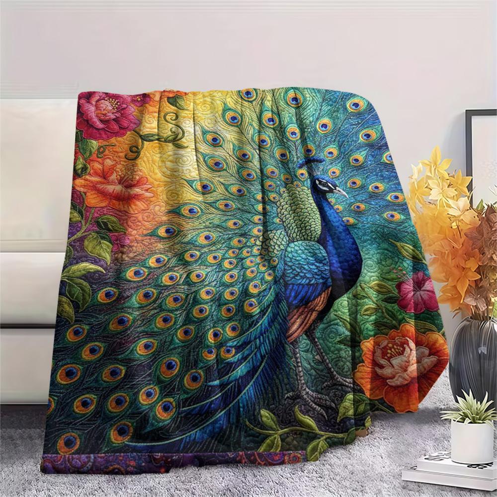 1PC Quilting Print FlAannel Blanket, High Quality Comfortable for All Seasons, Home Decor, Warmth and Comfort