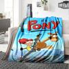 Pony Girl Cityscape Flannel Blanket Super Soft Warm Cozy Blanket For Sofa Bed Office Travel Allseason Home Decor Gift