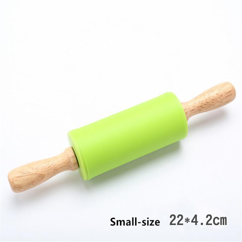 Silicone Roll Cut Mat Wood Handle Rolling Pins Cutting Pad Fondant Cake Dough Baking Tool