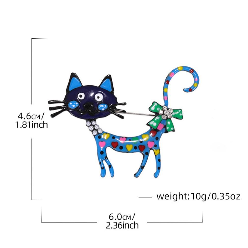 Rhinestone Vintage Enamel Brooch Retro Corsage Ornament Exquisite Dripping Oil Cat Brooch  for Gift