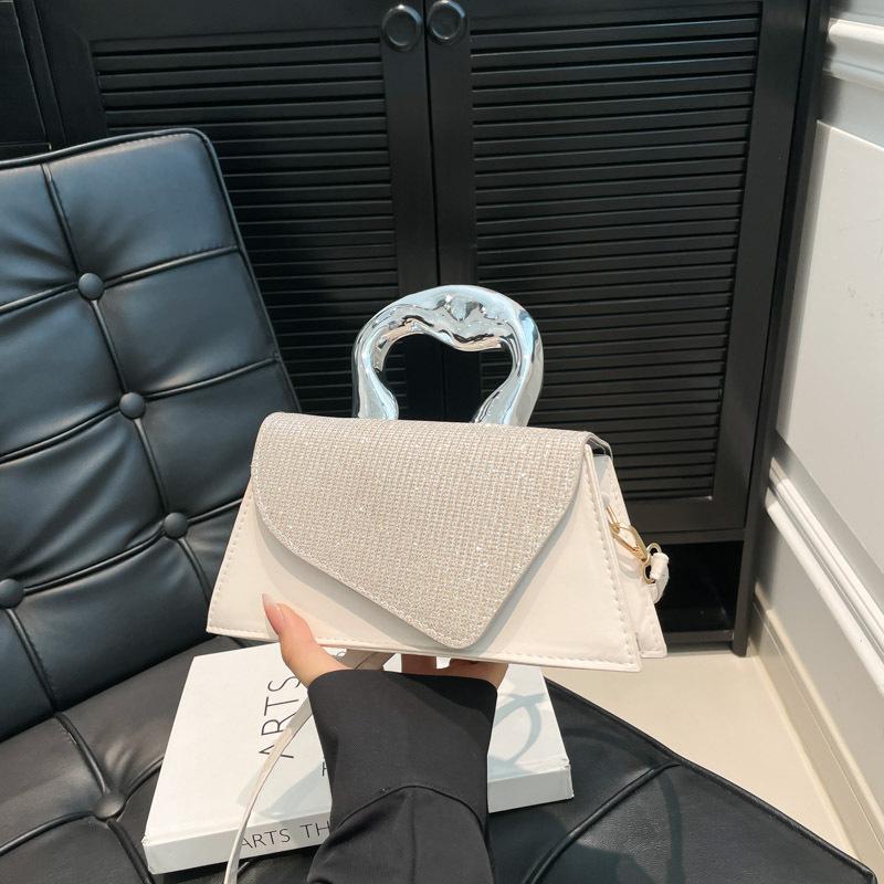 New splicing hypotenuse summer new casual contrasting metal portable small square bag shoulder bag women