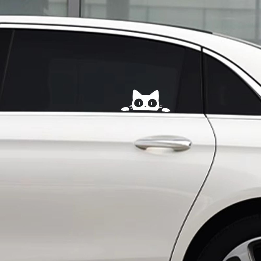 10pcs Waterproof Funny Kitty Decals Black White Car Styling Cover  Electric Motorcycle Stickers