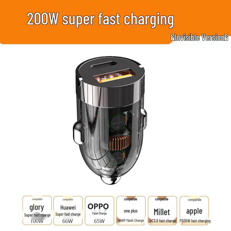 Unsichtbarer 100W Dual PD Schnell-Autoladeadapter