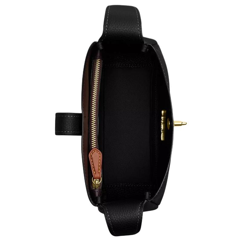 Coach Hadley 20 Branded Gold Hardware Calf Leather Crossbody Bag Small Women's Black