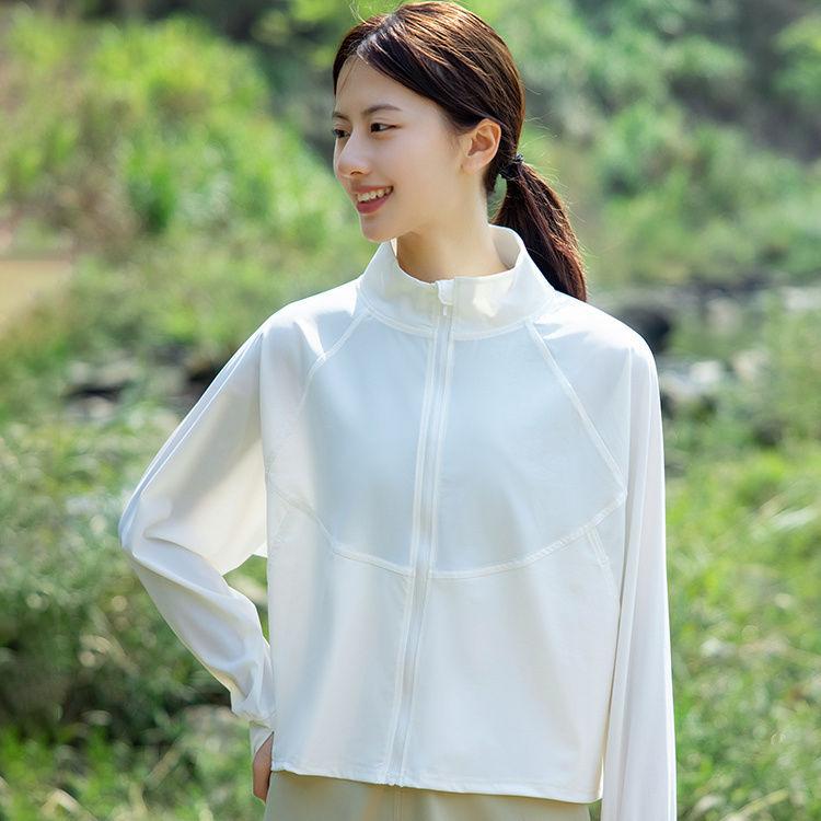 Women's Stand Collar Hoodless Hiking Sun Protection Jacket UV Resistant Autumn Short Top Commute Cargo Top