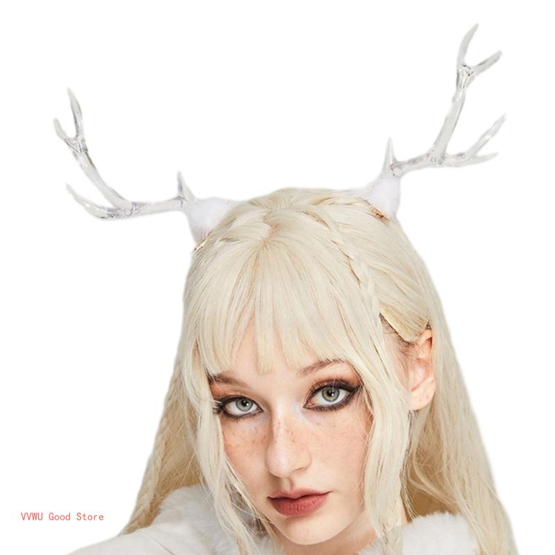 2PCS Lovely Hair Clip Clear Christmas Antler Hair Barrettes Bangs Hair Clip