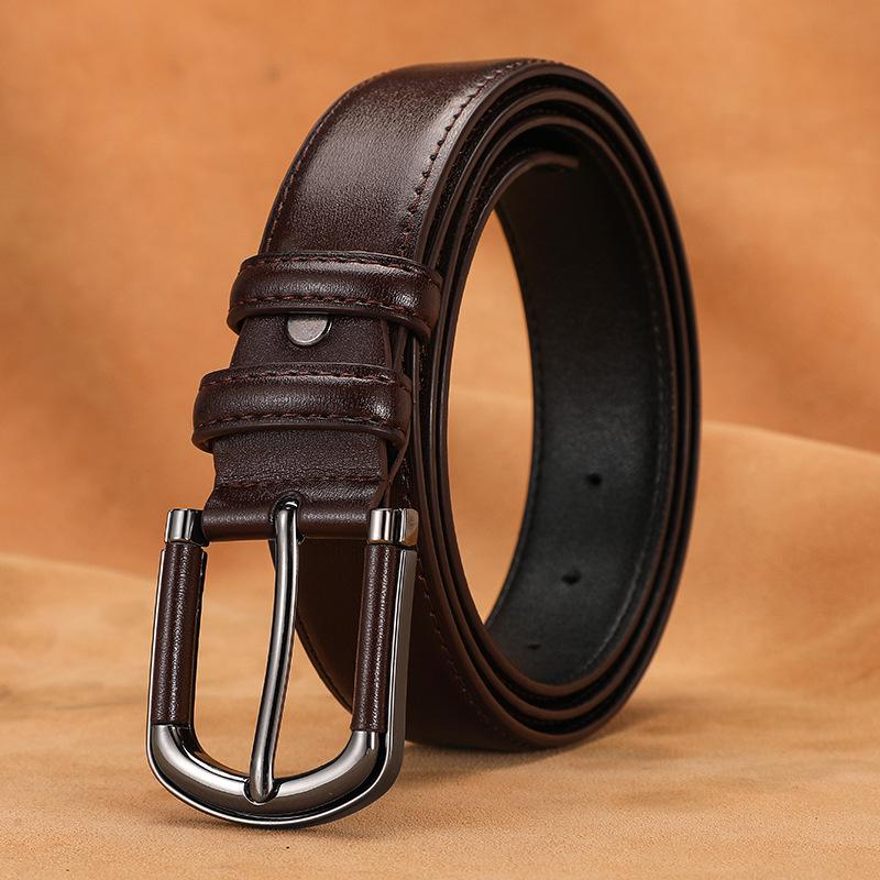 Leather Belt Men'S Alloy Pin Buckle Belt Cowhide Business Casual Belt