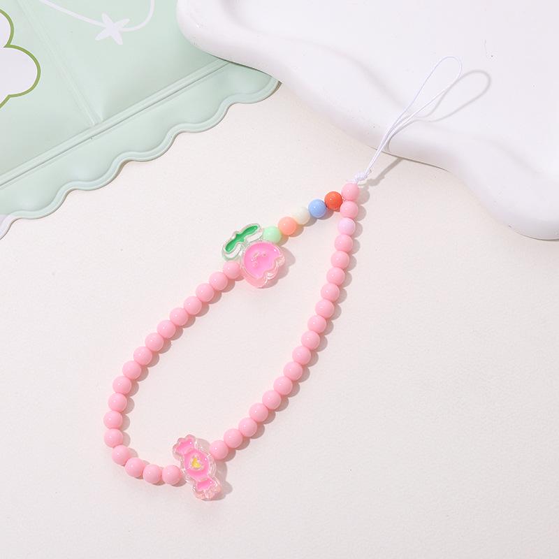 Colorful Bear Cartoon Phone Case Lanyard with Square Plaid Electroplating