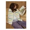 Coolhut2025 Autum Stripesd Pure Color Design Round Neck Knitted Cardigan Sweater Jacket