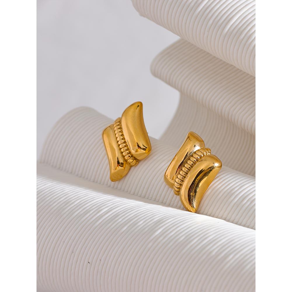 Eetit 316L Edelstahl Geometrische Wasserdichte Ohrstecker Gold Farbe Textur Mode Frauen Vintage Charme Schmuck Gala Geschenk