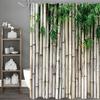 Bamboo Green Leaf Shower Curtain, Bathroom Decorative Shower Curtain, Waterproof Shower Curtain with Hooks